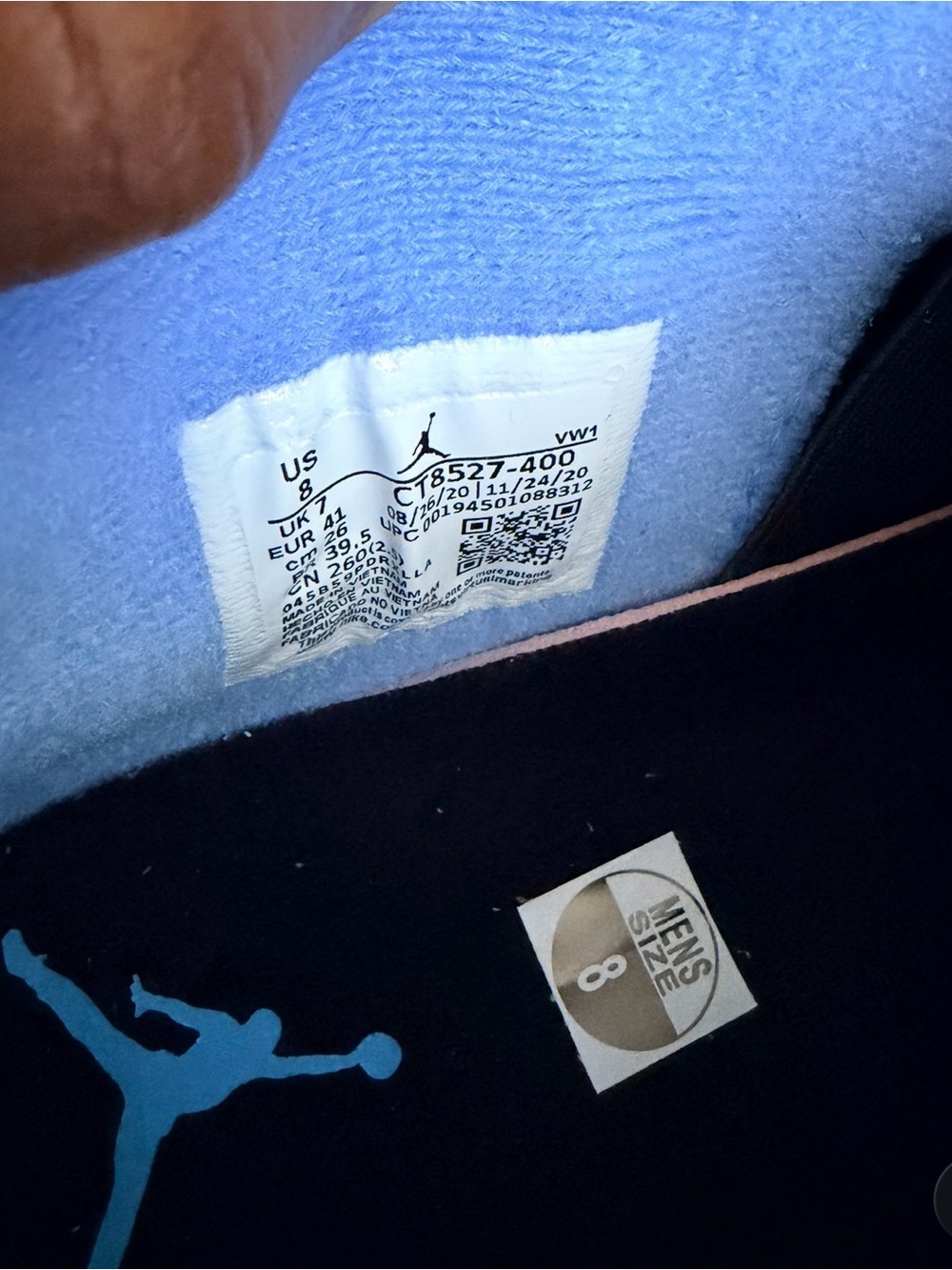 Jordan Retro 4 Shoes in Light Blue, Black, Gray - Picture 6 of 6